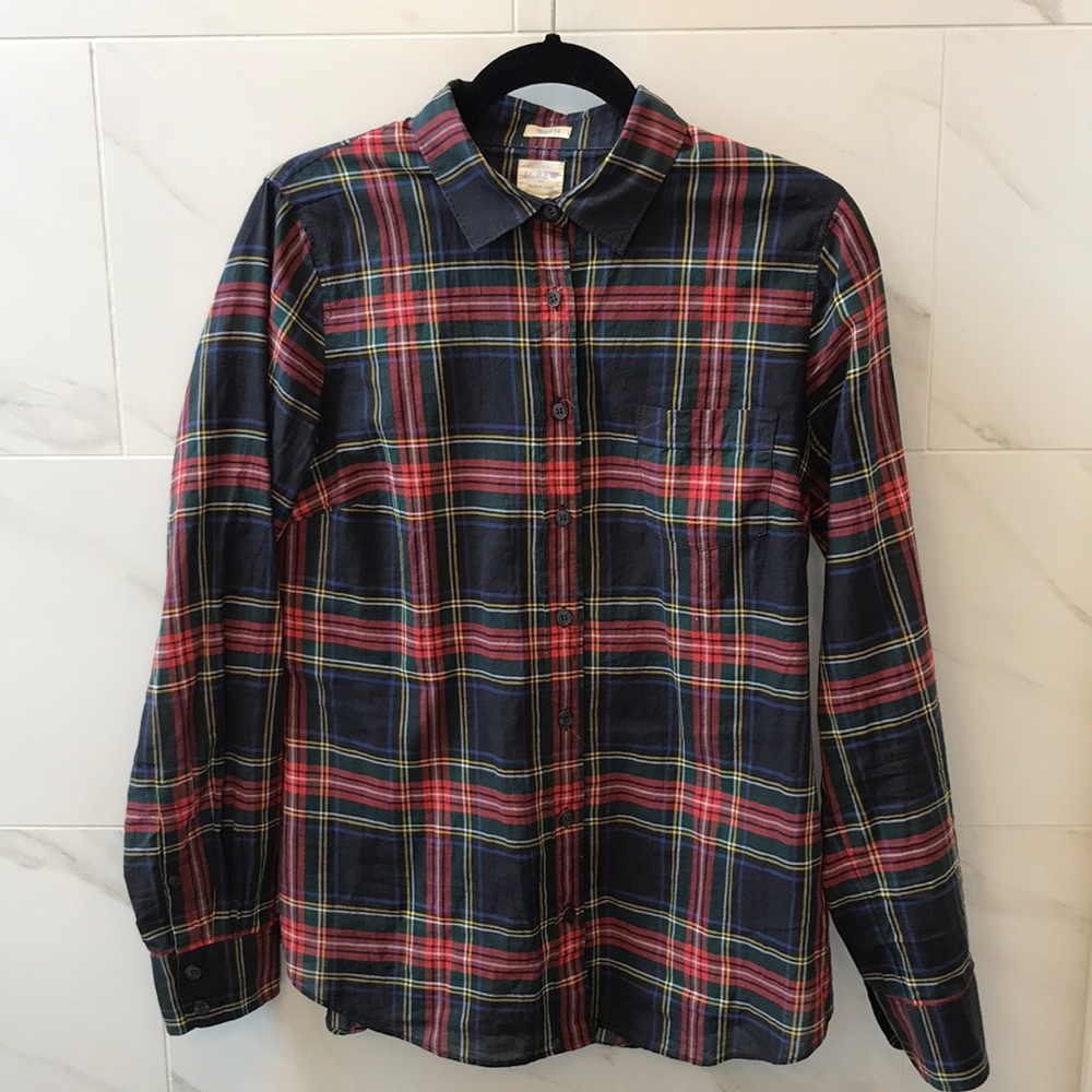 J Crew Plaid Oxford Shirt